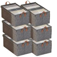 Set x 6 Organizador Multiusos de Ropa Plegable Caja de Almacenamiento Con Tapa Gris.