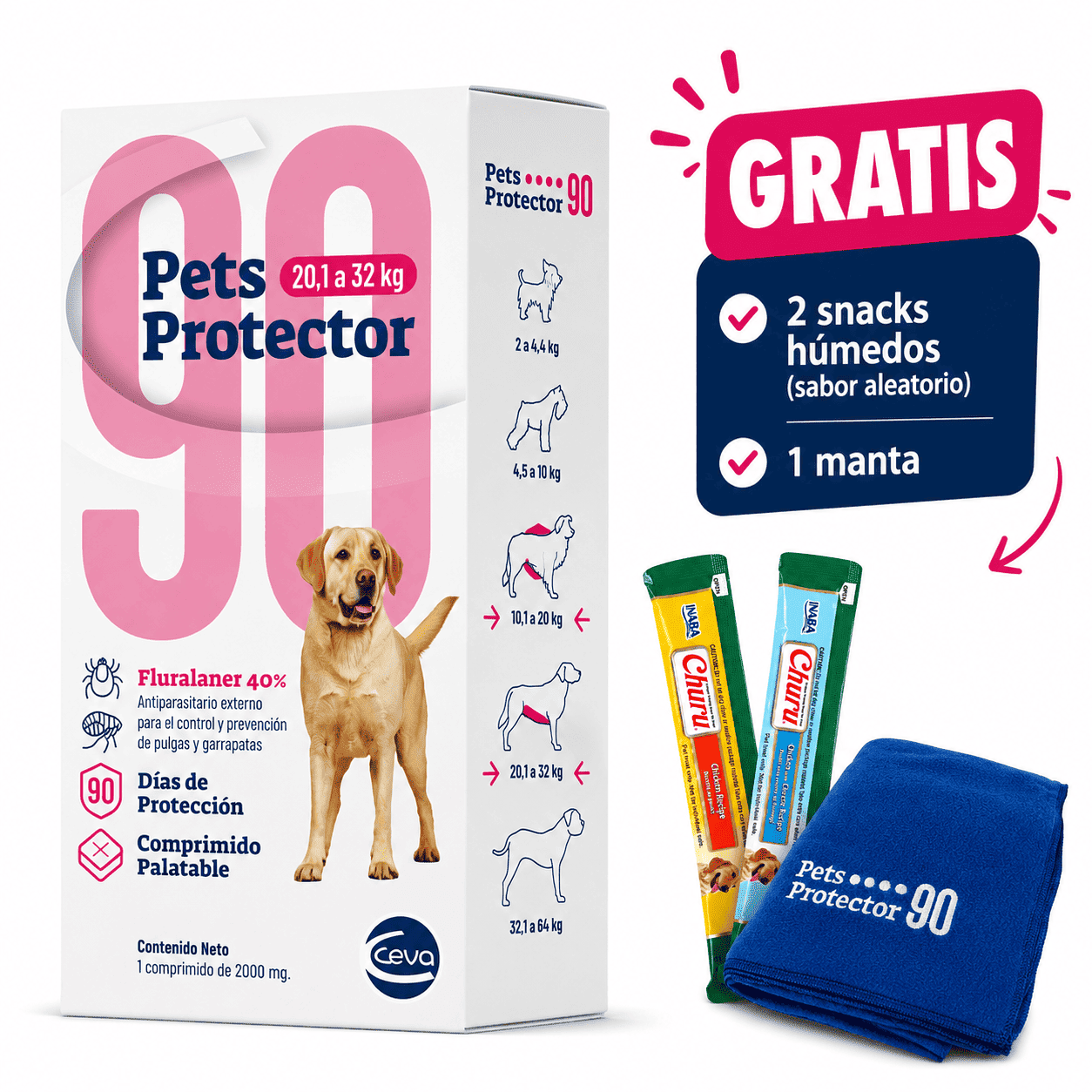 ANTIPULGAS PETS PROTECTOR 90 de 20.1 a 32kg