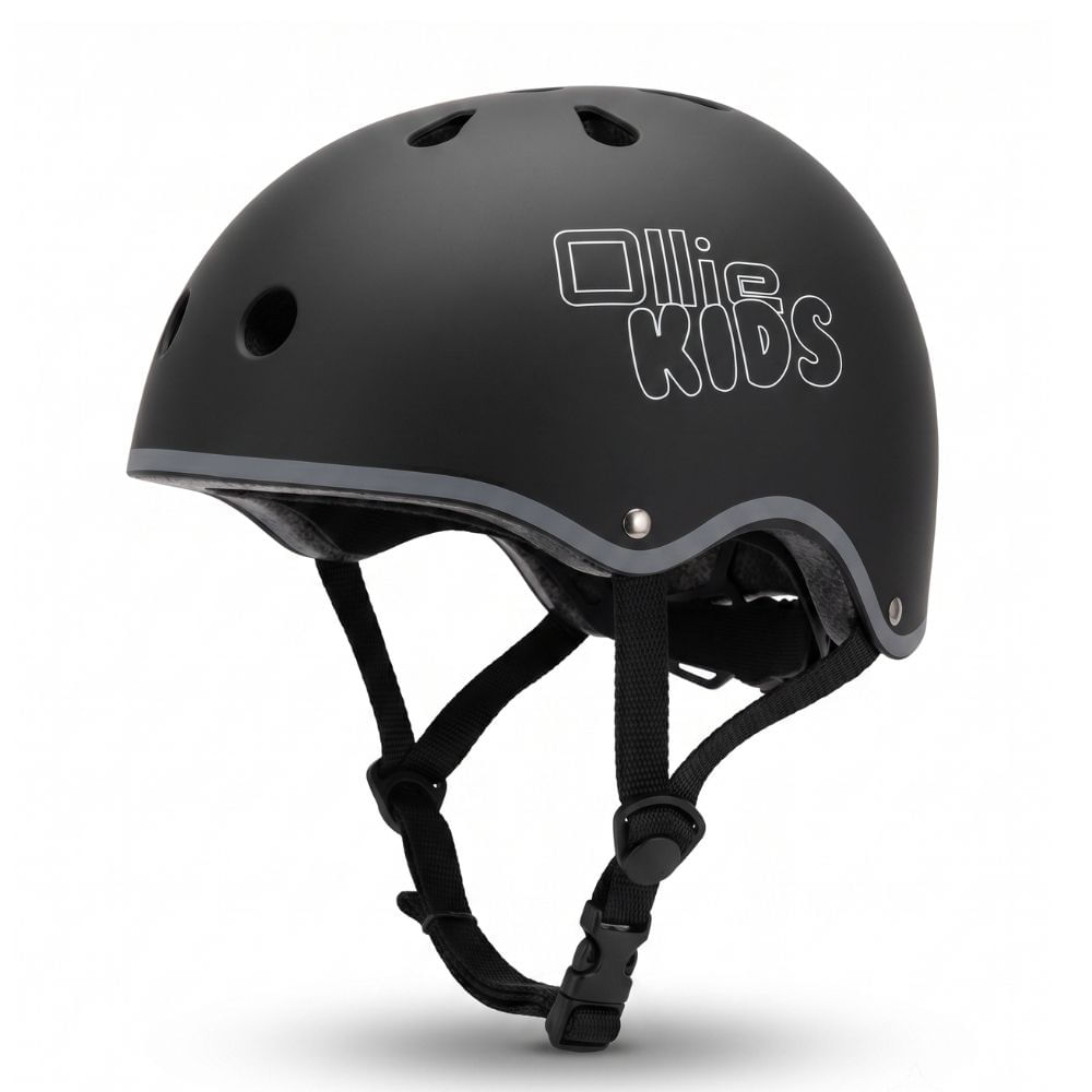 Casco para Bicicleta Ollie Kids Negro Talla XS con Luz LED Trasera Protección para NiÑO