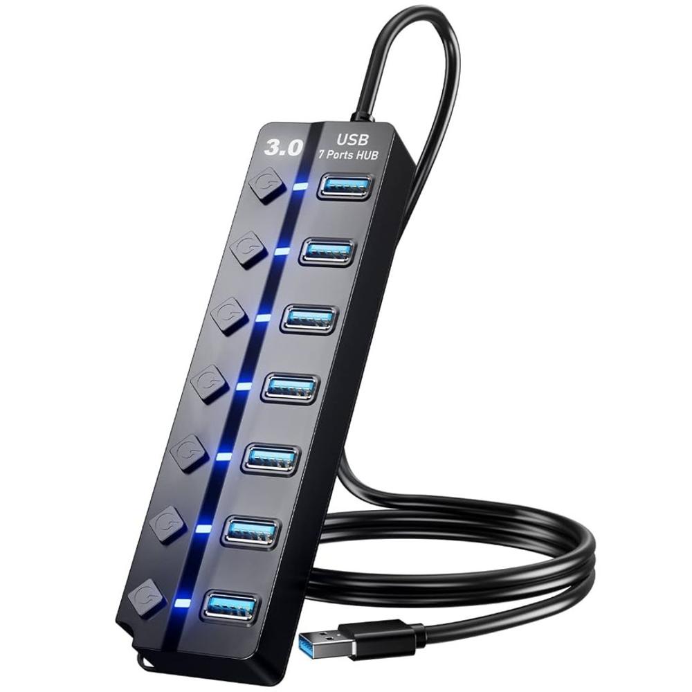 Adaptador HUB USB 3.0 DE 7 PUERTOS CON INTERRUPTOR  ENTRADA C
