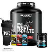 COMBO INNOVATE NUTRITION - ONE WHEY ISOLATE 2.5KG. CHOCOLATE Y BCAA ONE 500 GR. FRUIT PUNCH Y SHAKER