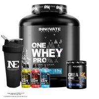 COMBO INNOVATE NUTRITION - ONE WHEY PRO 2.5KG. VAINILLA Y CREA ONE 500GR. Y SHAKER