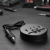 Cargador Adaptador Inversor de Corriente Para Auto 150W 3 Vías USB Y Tipo C Y AC220V