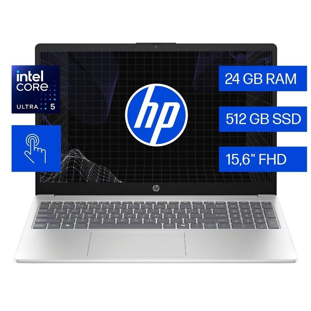 Laptop HP 15-FD2360LA 15.6 tactil Intel Core Ultra 5 225U 24GB 512GB SSD Windows 11 Español Silver