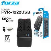 ESTABILIZADOR FORZA 8 TOMAS FVR-1222USB 1200VA 8-TOMAS
