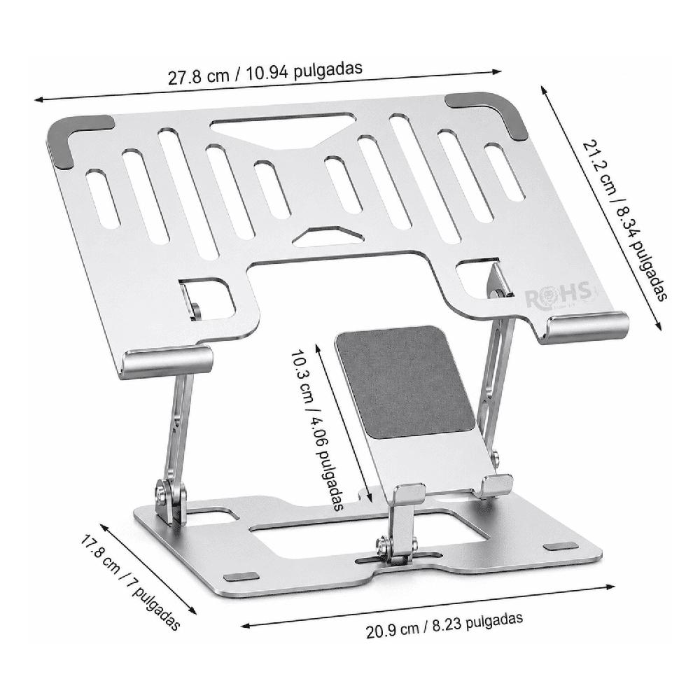Base 2 En 1 Para Laptop Y Celular De Aluminio Ajustable Compatible Con Equipos De 10 A 17 Pulgadas