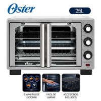 Horno con freidora de aire Oster  de 25 litros  puertas francesas TSSTTV25FDMAFNS