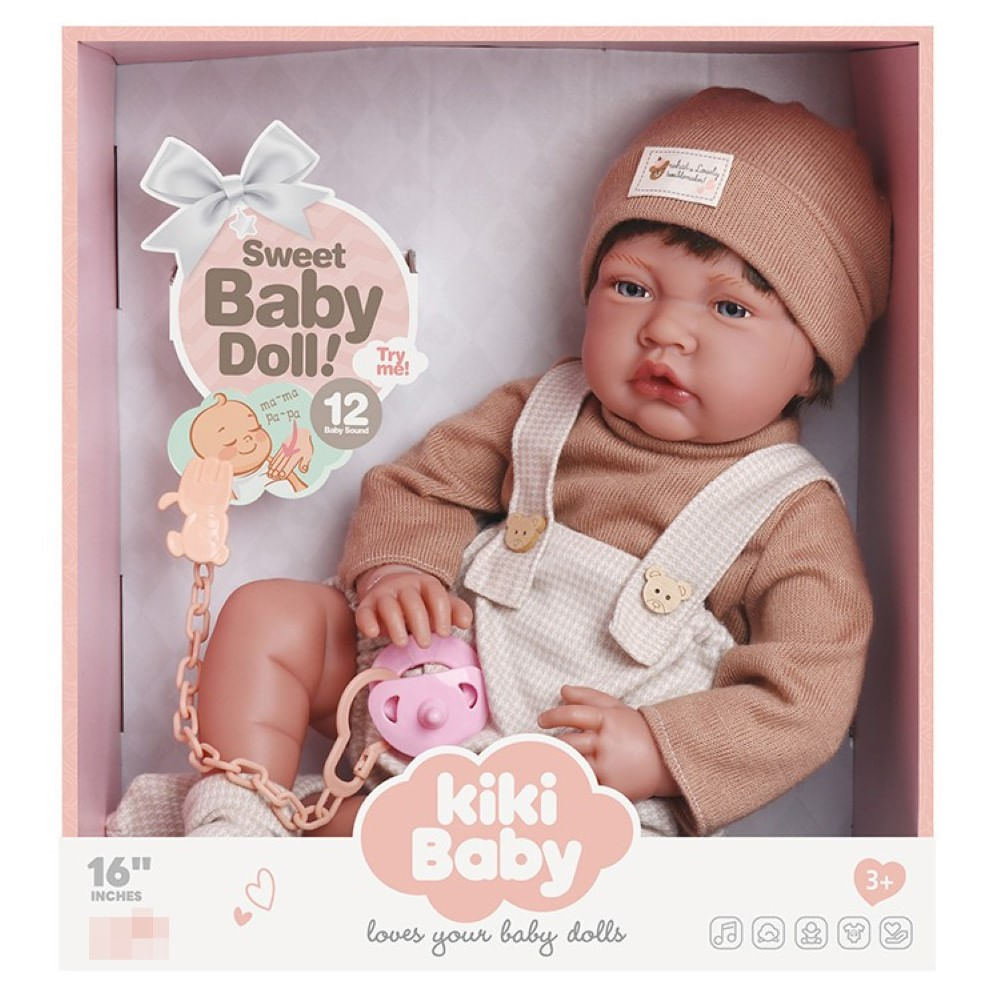 Muñeca Tipo Reborn Kiki Baby con Pelo de 40 cm mas 12 Sonidos