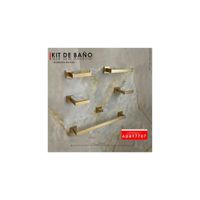 KIT DE BAÑO 6 PIEZAS,ACERO304, DORADO CEPILLADO MOD 97707