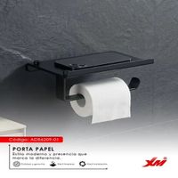 Repisa + Porta Rollo de Papel  XM MOD ADB6209-01 acero negro