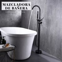 Mezcladora de Bañera con Mini Ducha Teléfono Negro Bronce SRT de Piso