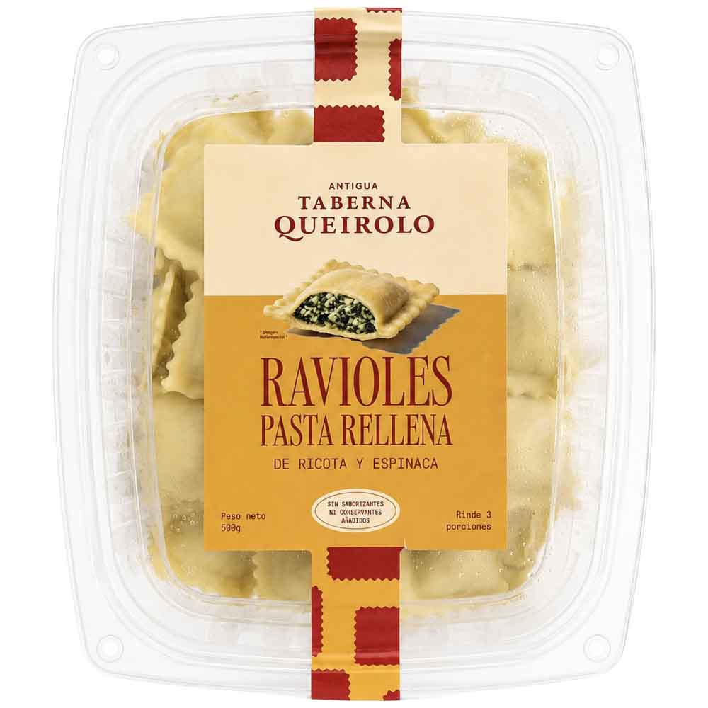Ravioles de Espinaca y Ricotta ANTIGUA TABERNA QUEIROLO Caja 500g