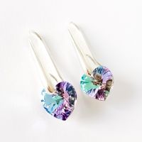 Aretes de Plata para Mujer con Cristal Diseño Corazón Color Lila