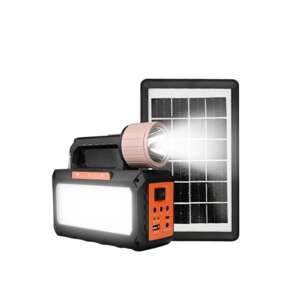 Kit Cargador Portatil Solar Parlante 4500mah  3 Focos Naranja