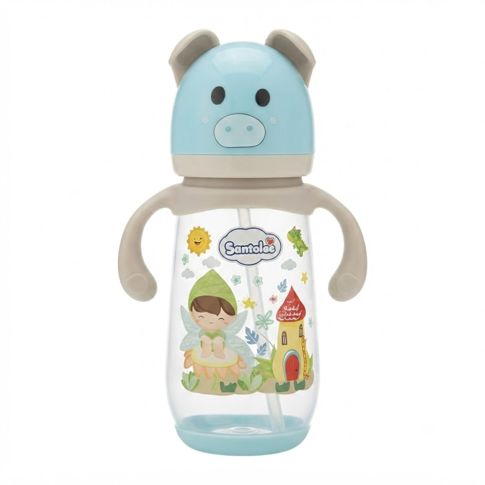 Biberón 2 en 1 de Chanchito Santolee Diseño de Niño Hada Celeste con Plomo de 16 Oz