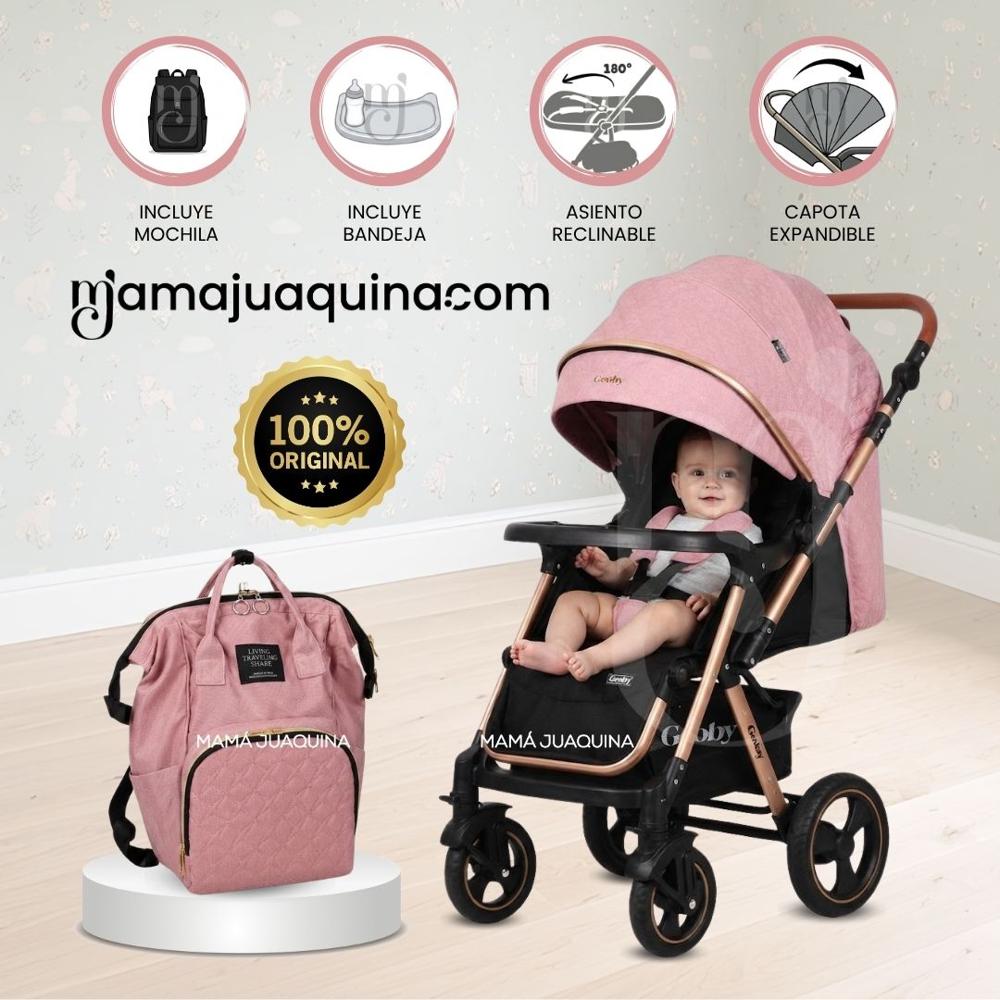 Coche Cuna de Lujo GEOBY con Mochila Pink