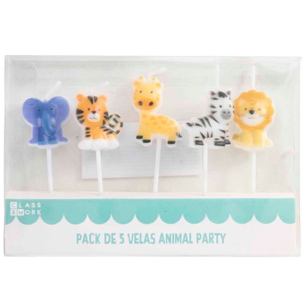 Pack de 5 Velas Animal Party CLASS&WORK