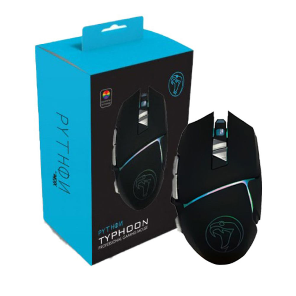 MOUSE IMEXX PYTHON GAMING SENSOR HASTA 2400 DPI ILUMINACION RGB CONEXION USB COLOR NEGRO