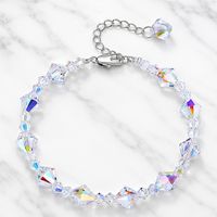 Pulsera de Plata Ajustable  para Mujer con Cristales Bicono 6mm Color Aurora Boreal Tornasol