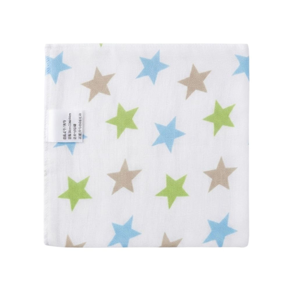 Babero Bandana de Algodón Suave Blanco para Bebés Diseño de Estrellas Multicolor