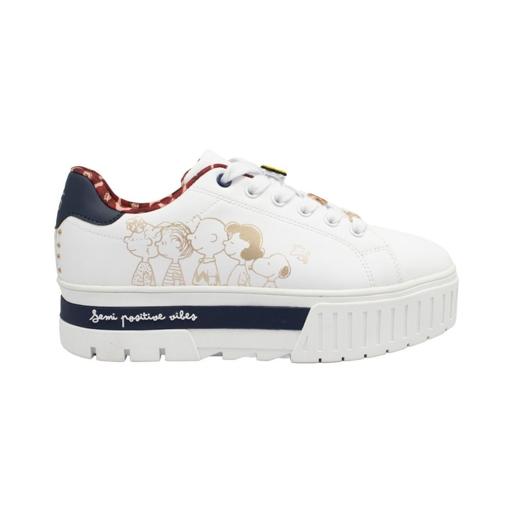 Zapatilla Mujer Casual Snoopy Blanco Azul 37