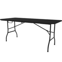 Mesa Plegable 180 cm Negra para Camping Eventos y Jardín