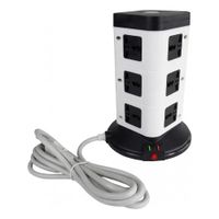 Torre Vertical  Extensión Eléctrica Inteligente de 12 Salidas y 3 Puertos USB de 2500W cable 2 M