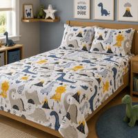 Juego de sabanas kids orma hogar 1.5 plazas dino aventura azul