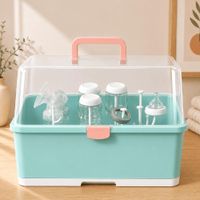 Escurridor de Biberones Celeste con Tapa Protectora Antipolvo Organizador de Secado