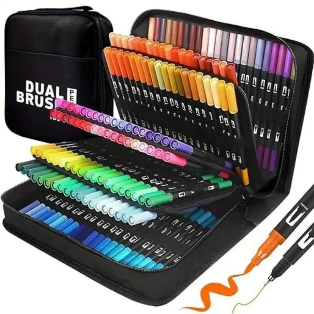 Plumones Dual Brush Punta Pincel 168 Colores con Estuche