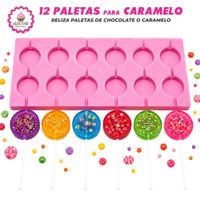 Molde de Silicona de 12 Paletas para Caramelo o Chocolate para Repostería