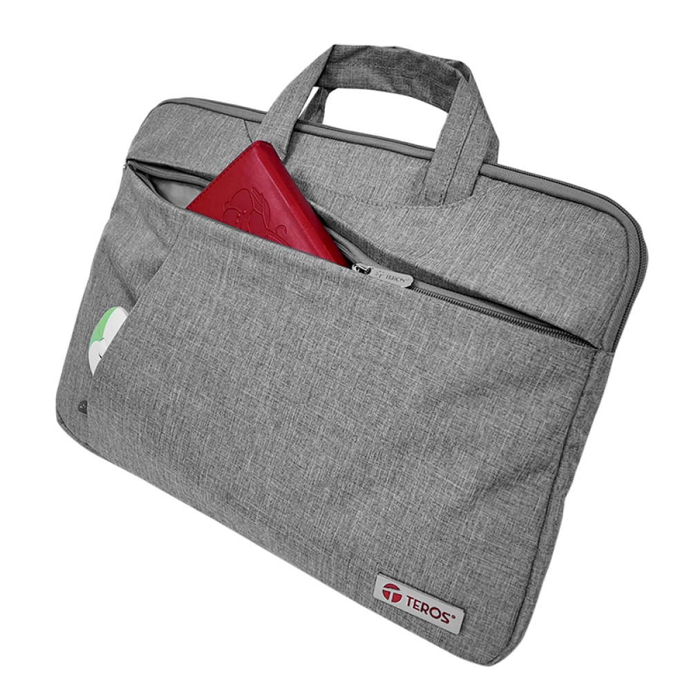 Teros Maletín para Laptop 15.6 Poliéster con Bolsillos y Correa para Viaje Gris - TE-9019S