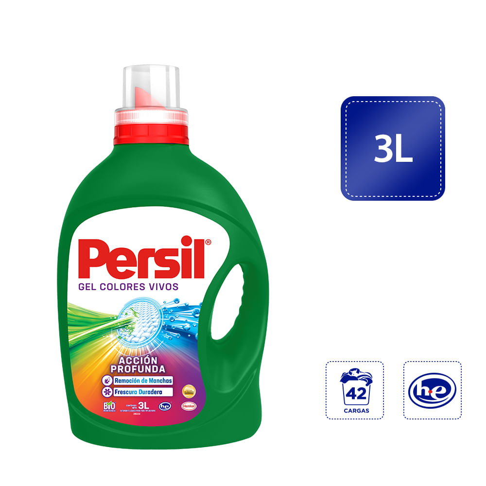 Detergente Líquido PERSIL Colores Vivos Acción Botella 3L