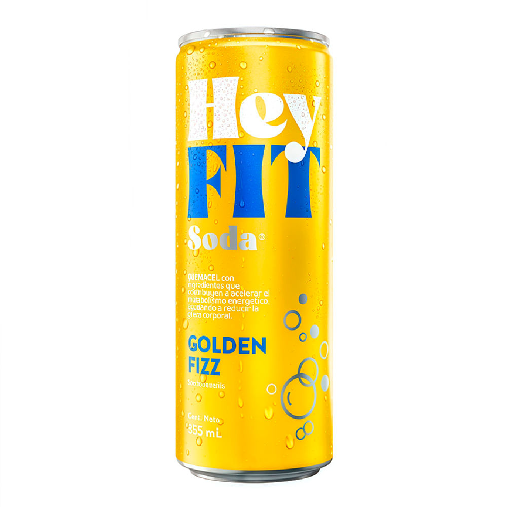 Gaseosa HEY FIT Soda Golden Fizz Lata 355ml
