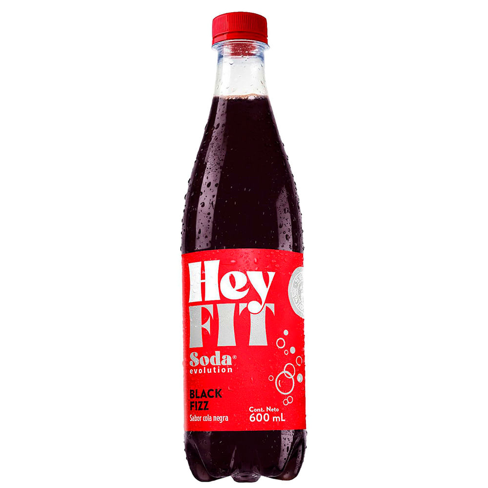 Gaseosa Soda HEY FIT Black Fizz Botella 600ml