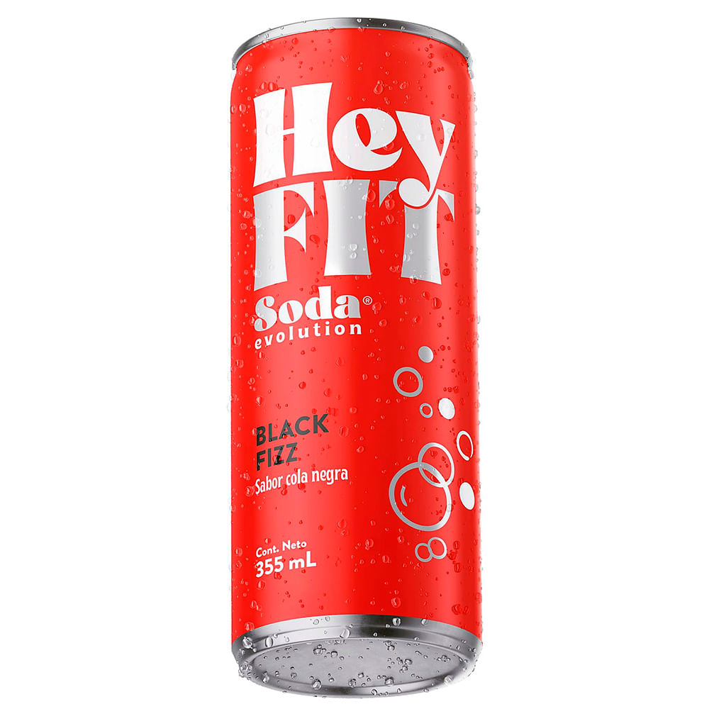 Gaseosa Soda HEY FIT Black Fizz Lata 355ml