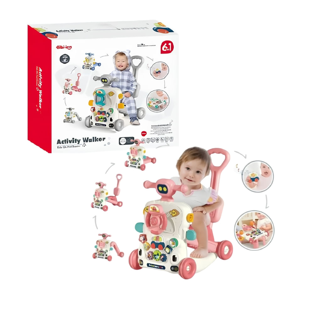 Caminador Musical Multifuncional 6 en 1 Rosado Baby