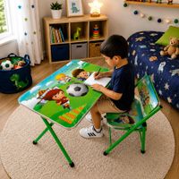 Mesa y Silla Infantil Escritorio para Niños Diseño Fútbol Kids