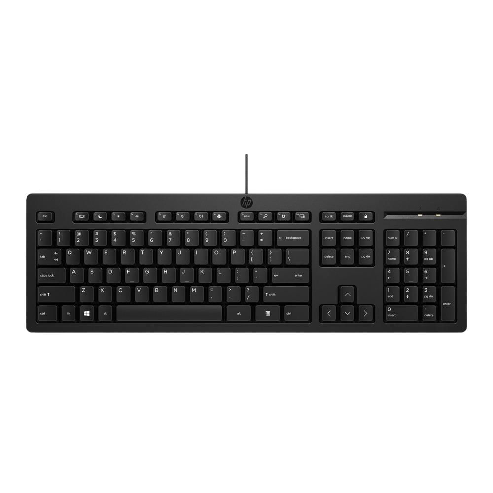 HP Teclado 125 USB con Cable Tamaño Completo Tecla Copilot Inclinación Ajustable Negro - AY2Y7AA