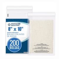 200 Bolsas Plásticas Polietileno Autosellables 8x10 Pulgadas con Aviso de Asfixia
