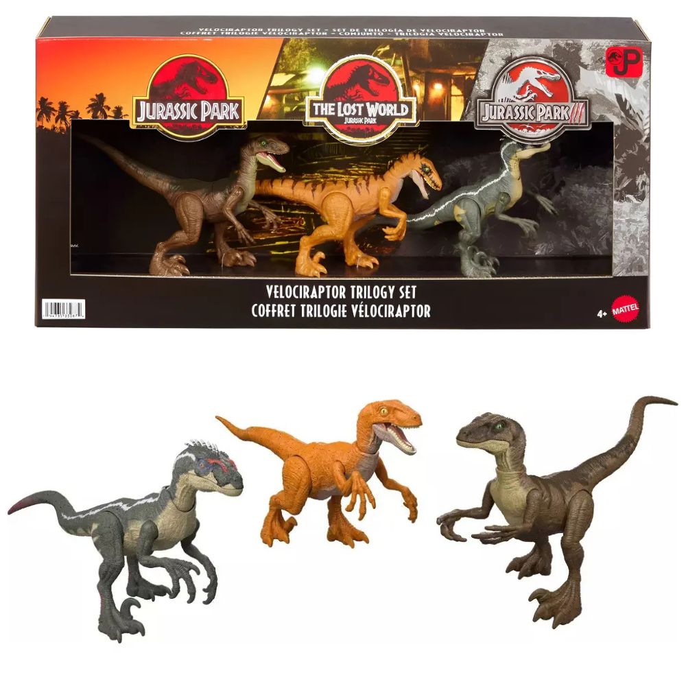 Jurassic Park Set Figuras De Accion Velociraptor Trilogia