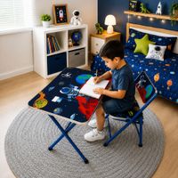 Mesa y Silla Infantil Escritorio para Niños Diseño  Espacial Kids