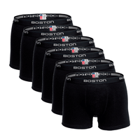 Pack X6 Bóxer Boston Corto Negro Algodón