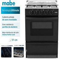 Cocina de Piso a Gas 51 cm Negro Mabe EMP2000AN0