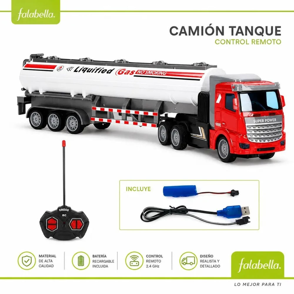 Camión de combustible RC a Control Remoto con Luces LED y 4 Canales