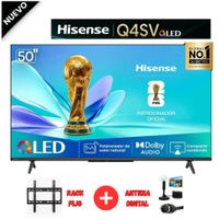 TV Hisense 50 QLED  Modelo 50Q4SV más Antena Digital más Rack