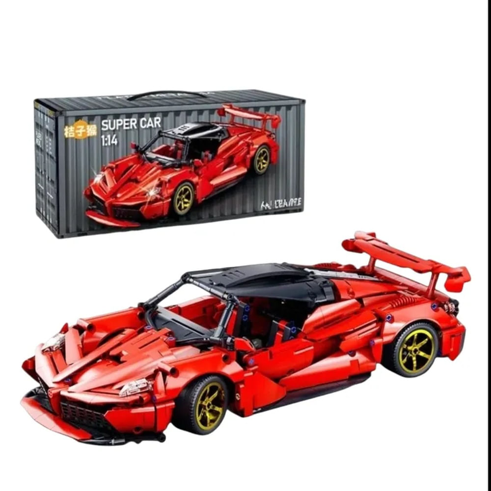 Super Car 114 Rojo En Llamas Lego A Control Remoto Con Luces Led