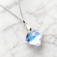 Collar de Plata 925 para Mujer con Cristal Rombo Blanco Regalo Premium para Mujer