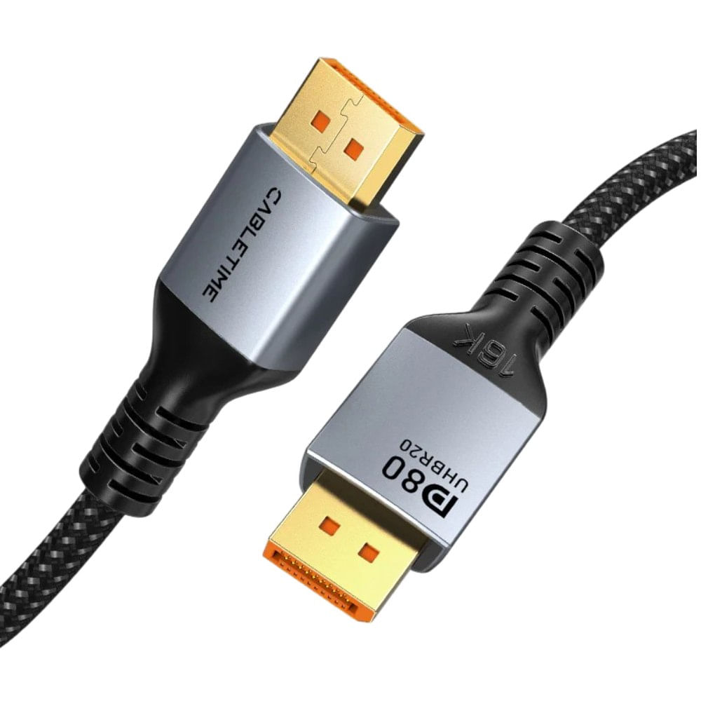 Cable DisplayPort a DisplayPort 2.1 Premium 16K a 60Hz 80Gbps CABLETIME de 2 M