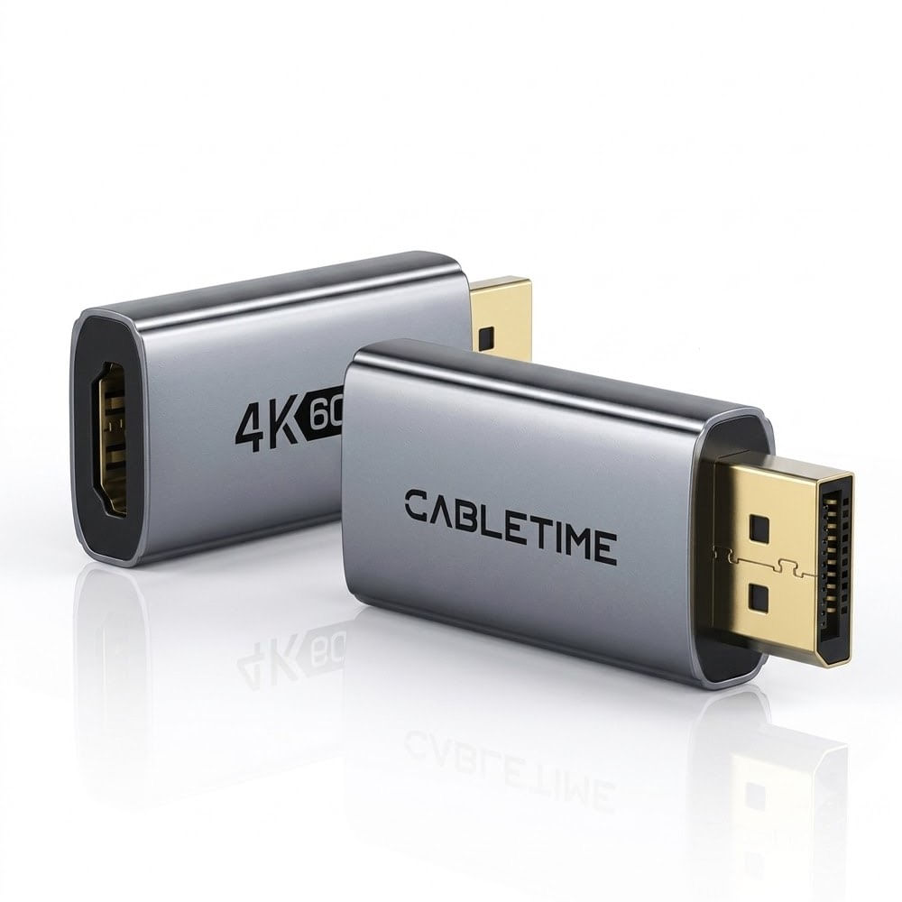 Adaptador DisplayPort Macho a HDMI Hembra 4K a 60Hz CABLETIME de Aluminio